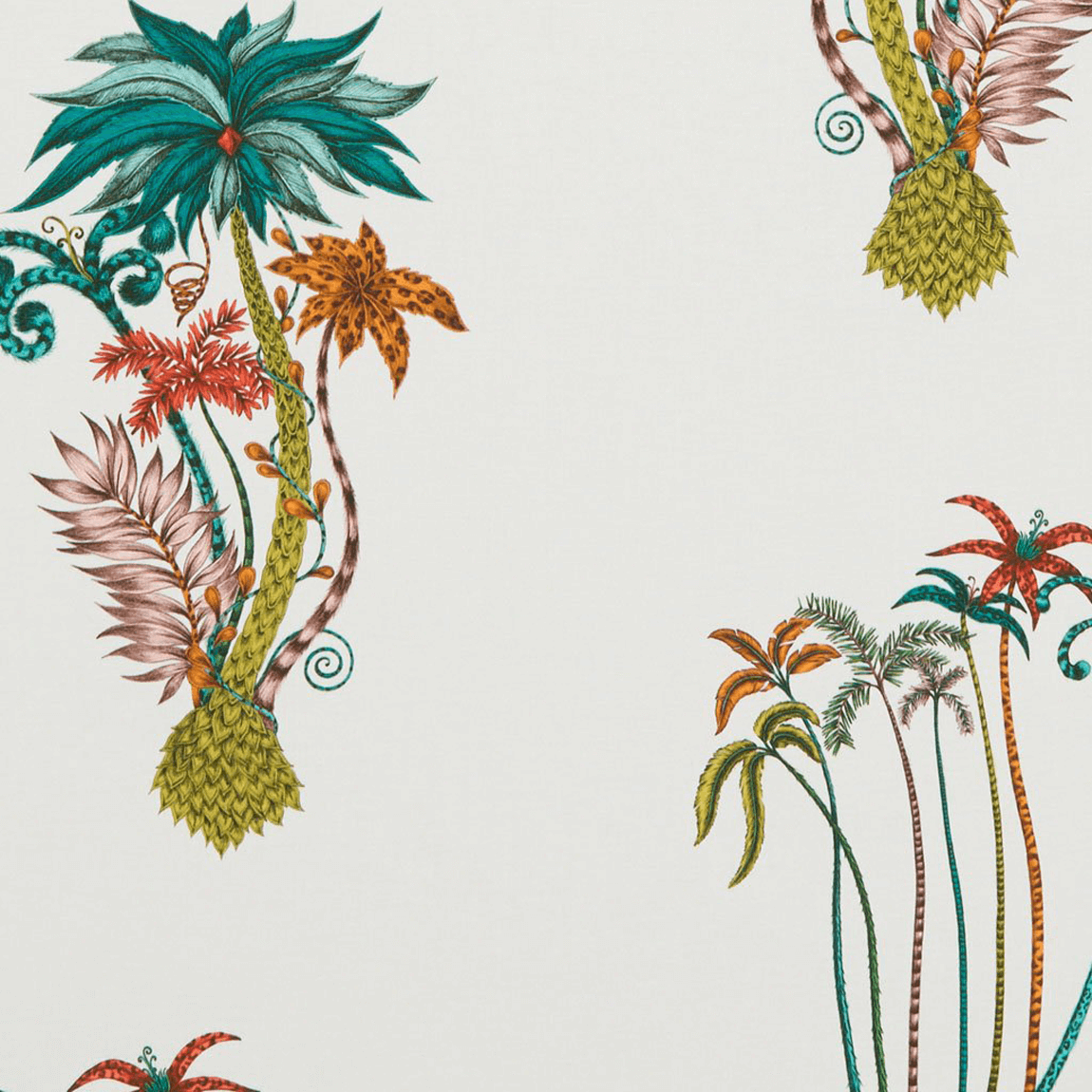 Jungle Palms Cotton Satin Fabric