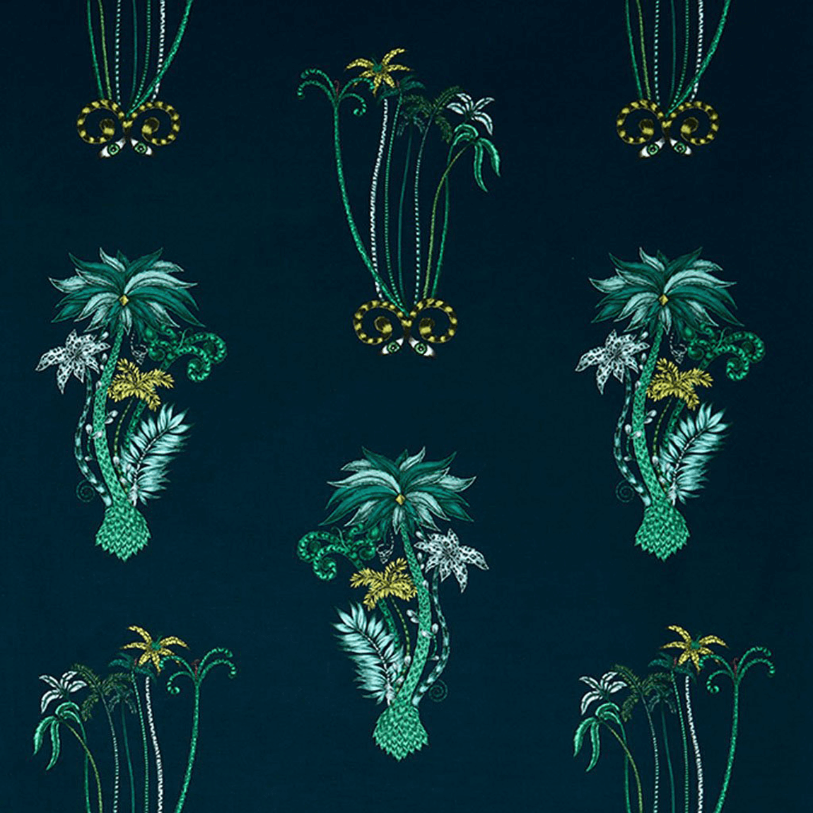 Jungle Palms Cotton Satin Fabric