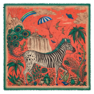 Lost World Fine Wool Scarf - Red Leopard - Spring