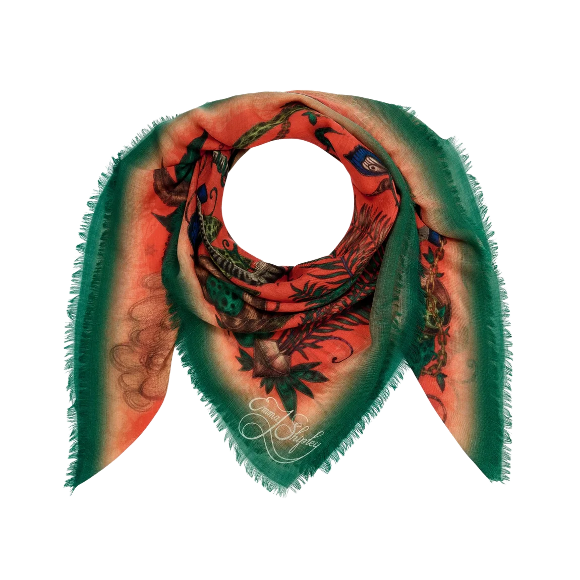 Lost World Fine Wool Scarf - Red Leopard - Spring