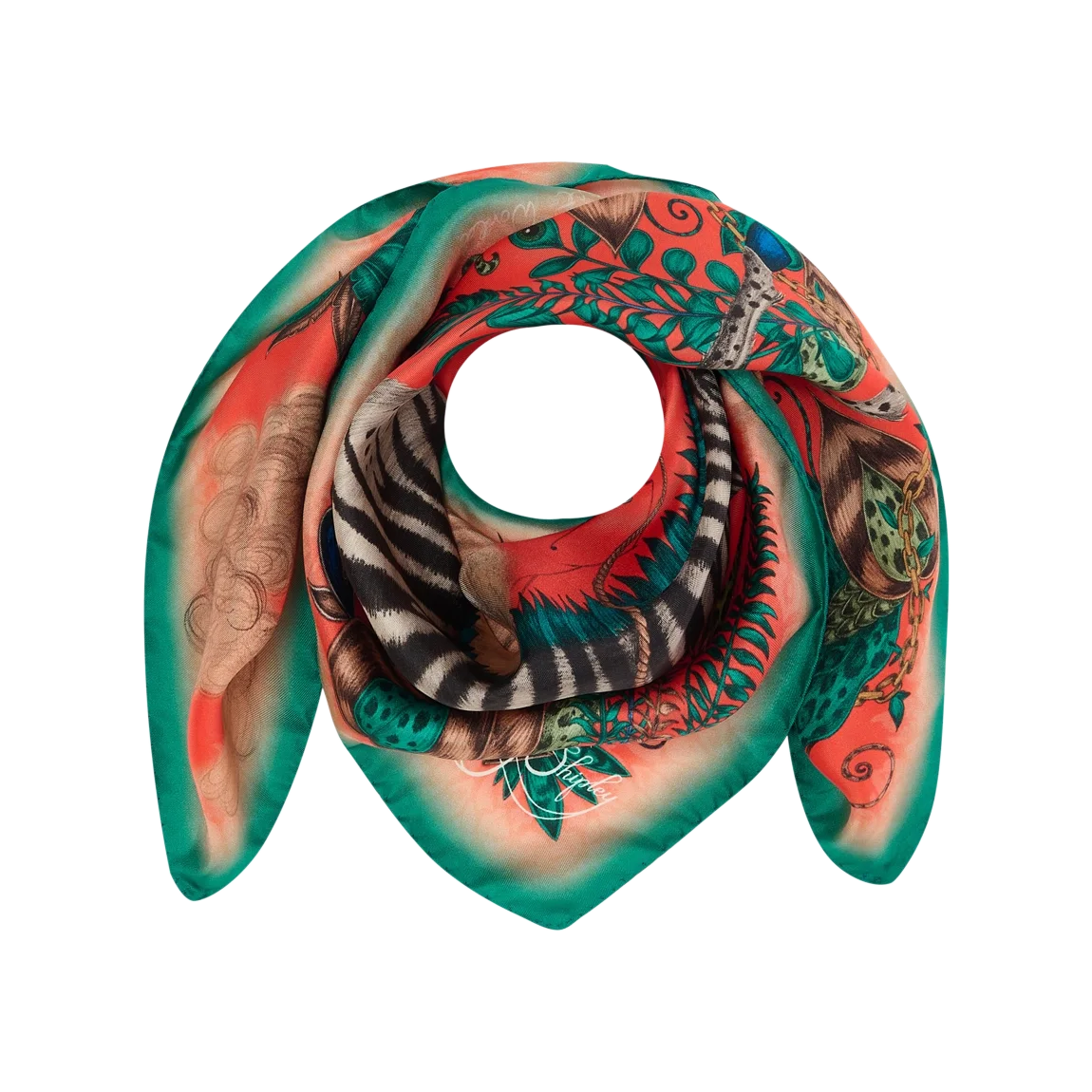 Lost World Silk Twill Scarf - Red Leopard - Spring