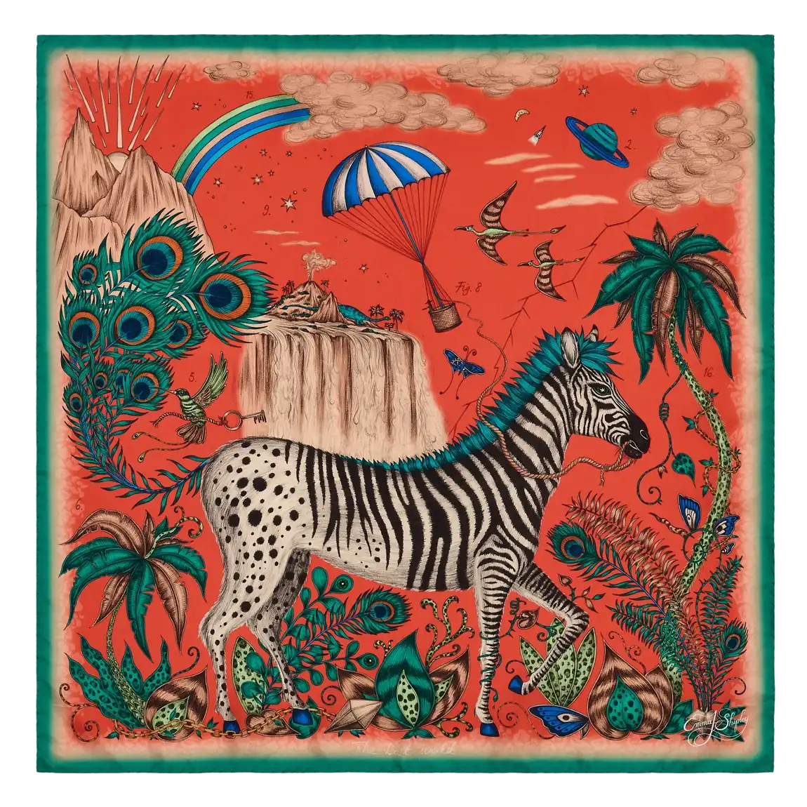 Lost World Silk Twill Scarf - Red Leopard - Spring