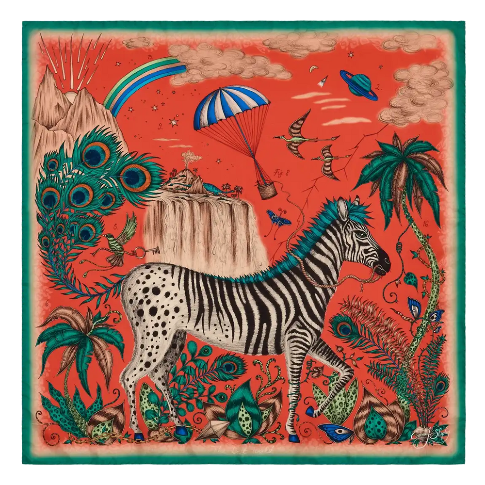 Lost World Silk Twill Scarf - Red Leopard - Spring