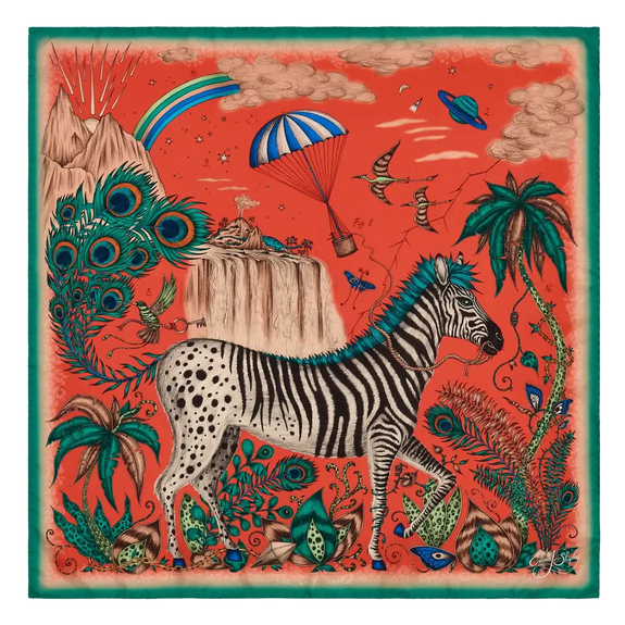 Lost World Silk Twill Scarf - Red Leopard - Spring