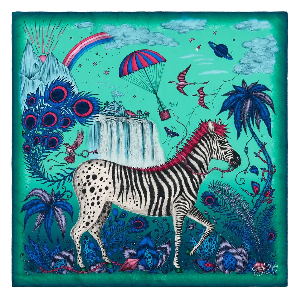 Lost World Silk Twill Scarf - Red Leopard - Summer