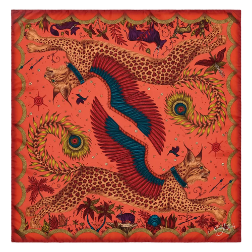 Lynx Silk Twill Scarf - Red Leopard - Autumn swatch icon