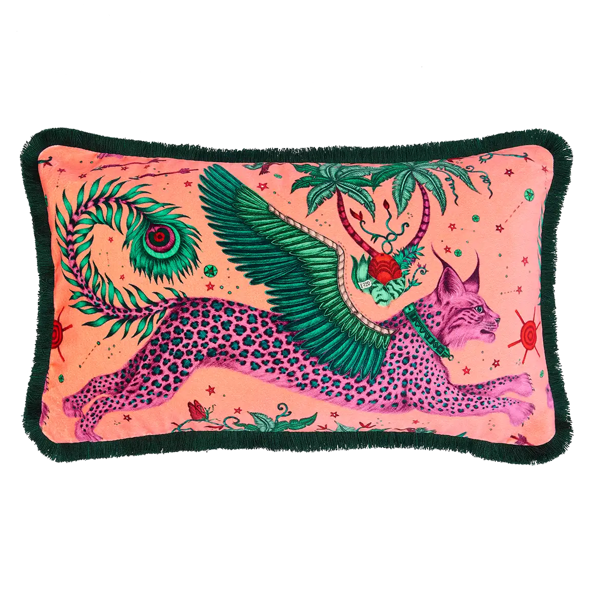Emma J Shipley Lynx Luxury Velvet Bolster Cushion - Magenta