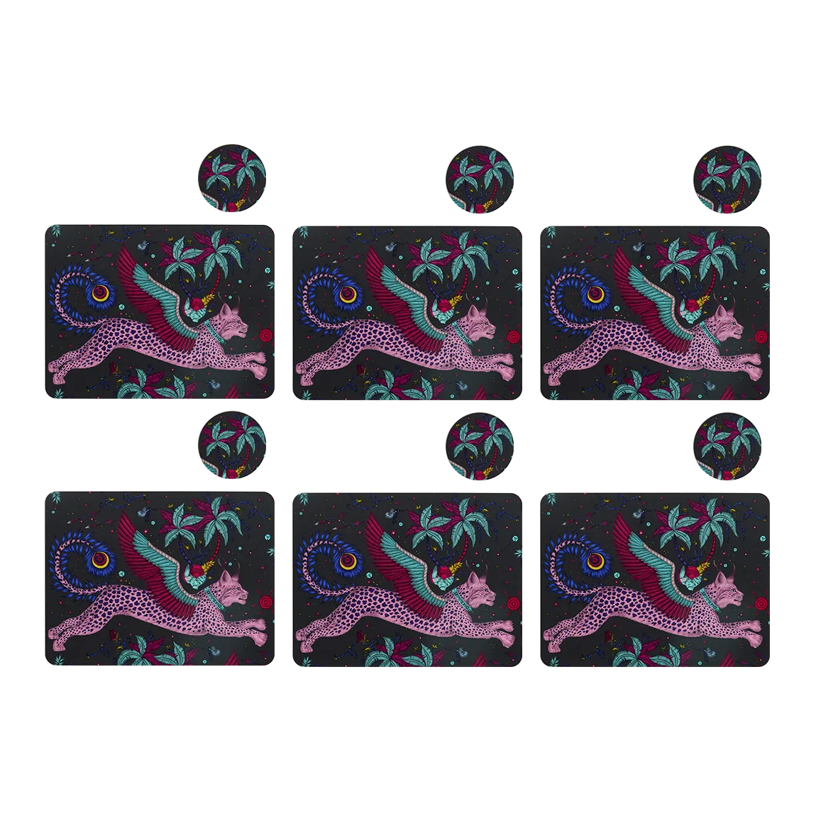 Lynx Navy Placemat and Coaster Set