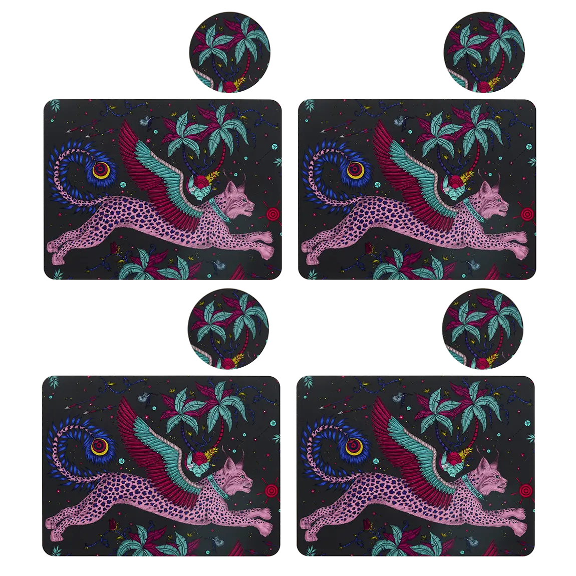 Lynx Navy Placemat and Coaster Set