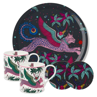 Lynx 'Tea for Two' Tray, Mugs, and Coasters Set