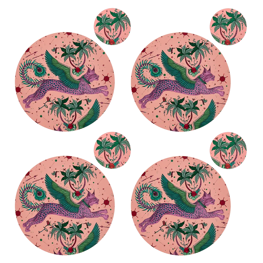 Lynx Round Placemat and Coaster Set