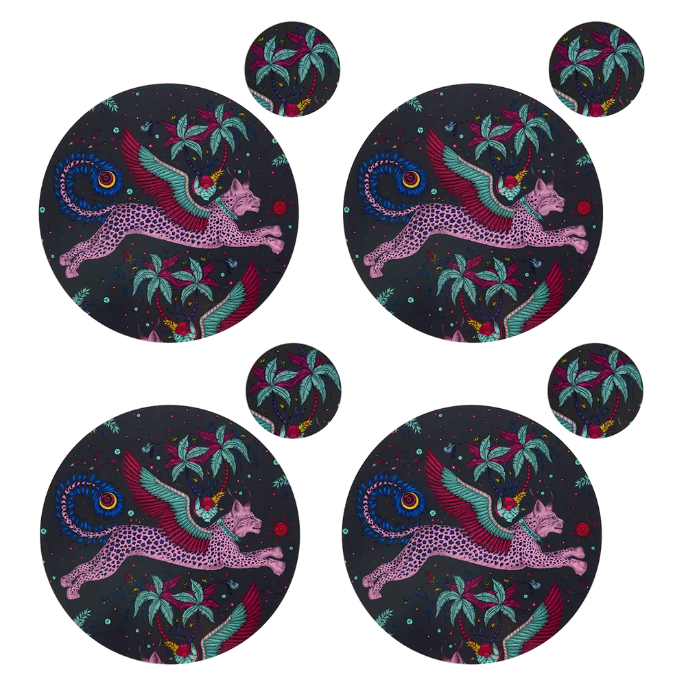 Lynx Round Placemat and Coaster Set