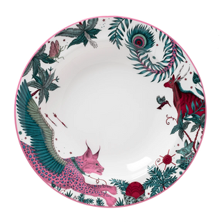 Decorative plate with animal and floral design on a white background