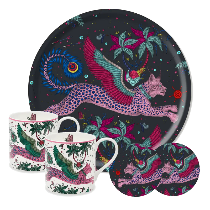 Lynx 'Tea for Two' Tray, Mugs, and Coasters Set