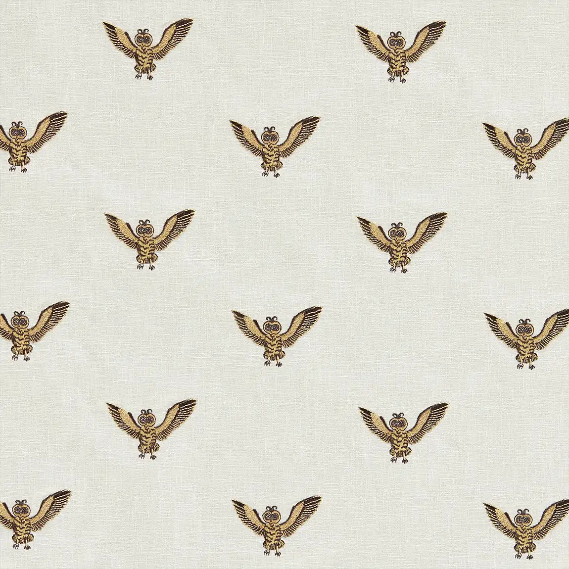 Owl of Athena Embroidered Fabric