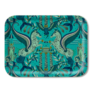 Rectangle Tray with Grecian Pegasus in Turquoise designed by Emma J Shipley in England