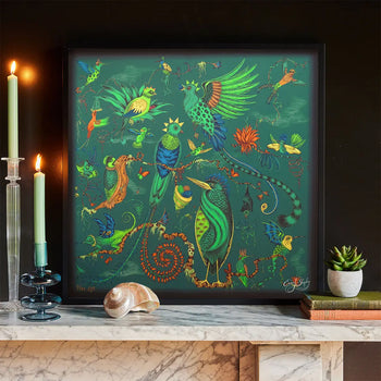 Quetzal Framed Silk Artwork