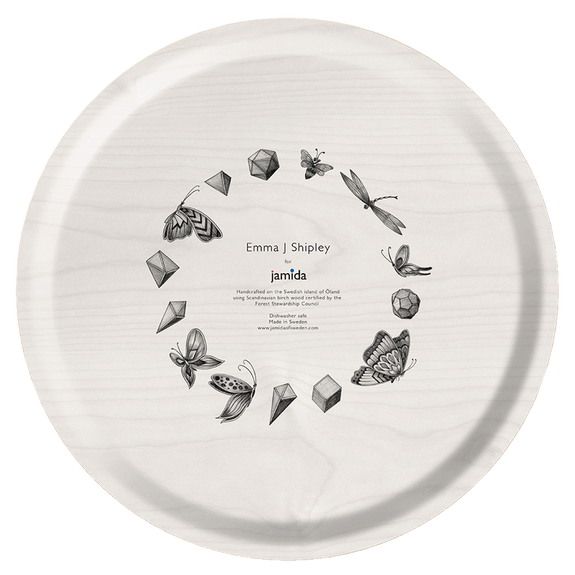 Forest | Medium | Large | The back of the Large Teal Round Tray designed by Emma J Shipley in the UK and made with Jamida