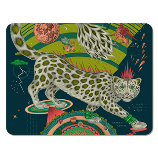 The Snow Leopard medium placemat in the Forest colour designed by Emma J Shipley and made with Jamida in Sweden