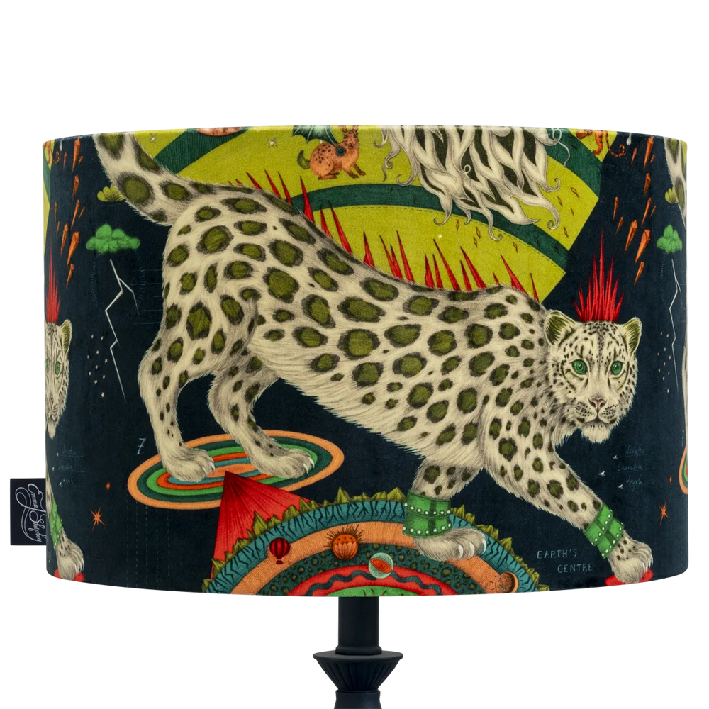 Snow Leopard Velvet Lampshade - Large