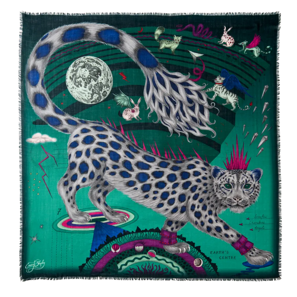 Snow Leopard Fine Wool Scarf - Winter