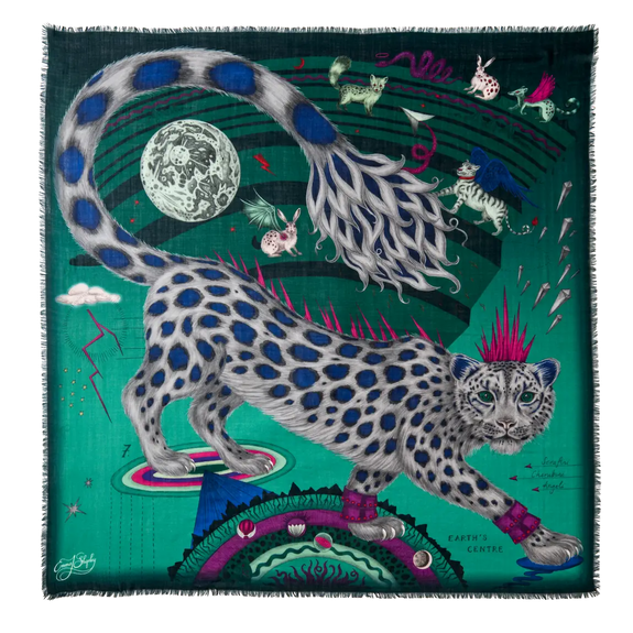 Snow Leopard Fine Wool Scarf - Winter