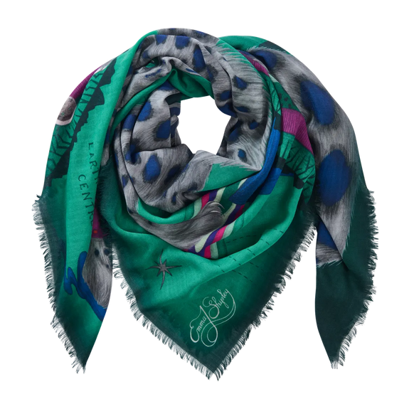 Snow Leopard Fine Wool Scarf - Winter