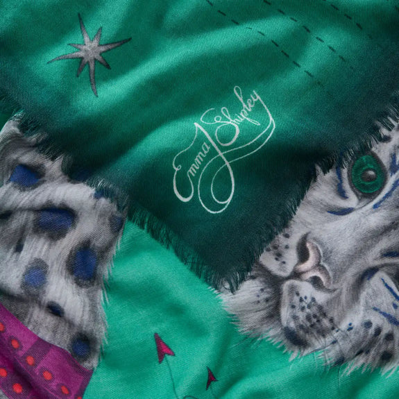 Snow Leopard Fine Wool Scarf - Winter