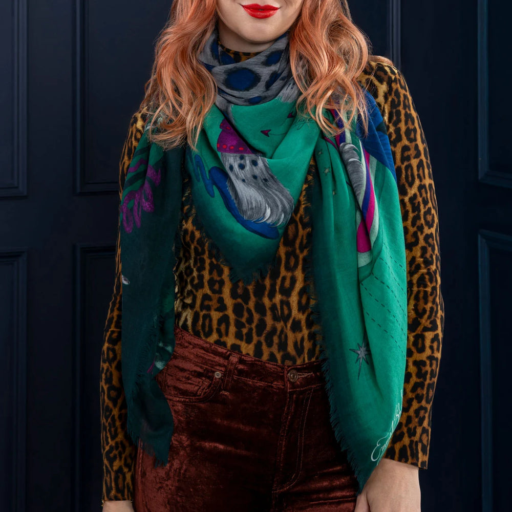Snow Leopard Fine Wool Scarf - Winter