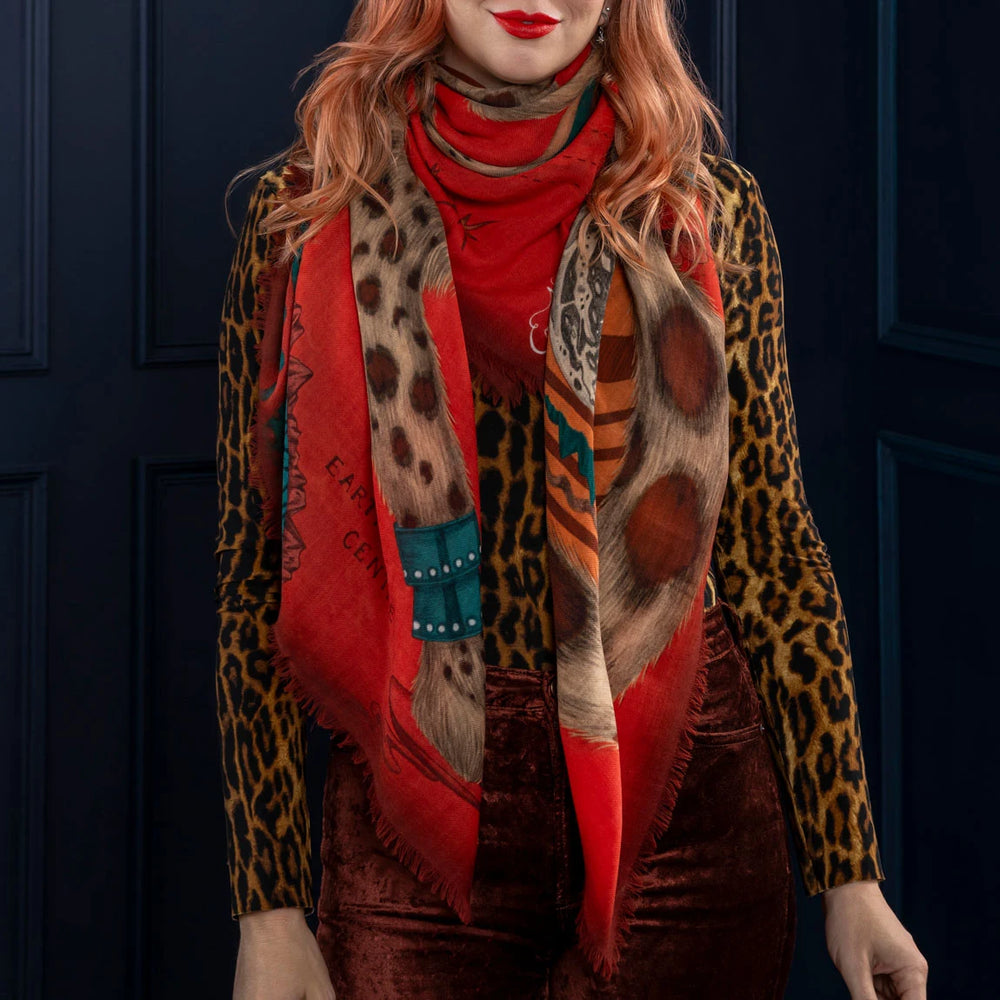Snow Leopard Fine Wool Scarf - Spring