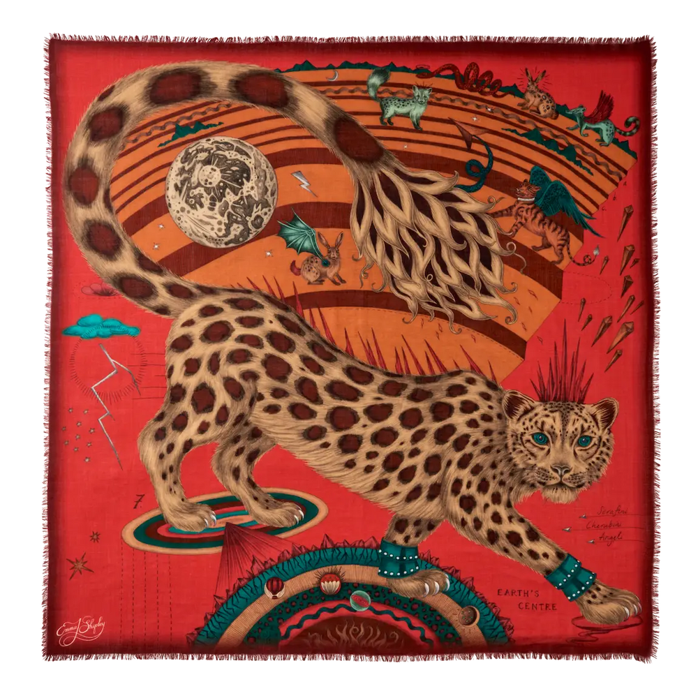 Snow Leopard Fine Wool Scarf - Spring