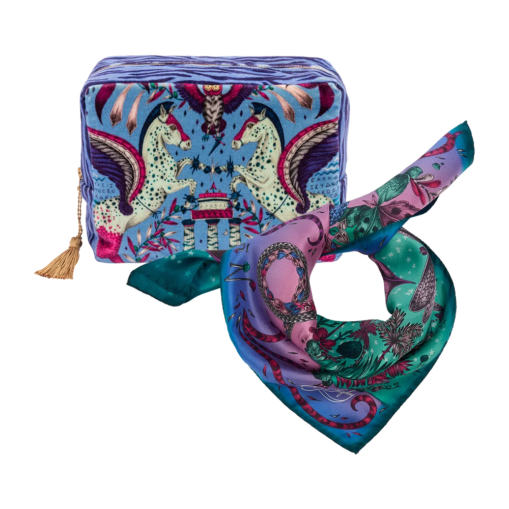 Mythical Silk Scarf & Cosmetic Bag Gift Set