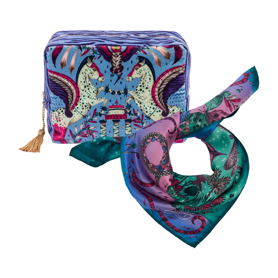 Mythical Silk Scarf & Cosmetic Bag Gift Set
