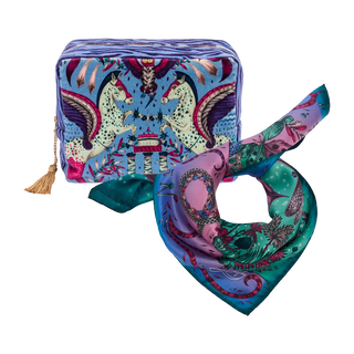 Mythical Silk Scarf & Cosmetic Bag Gift Set