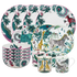 Lynx Dinner Plates | The Explorer 16-piece dining set by Emma J Shipley with Lynx dinner plates and bowls, plus Kruger, Zambezi, Lynx and Lost World side plates and mugs