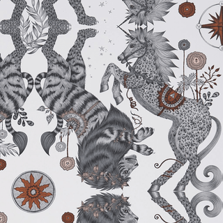 The Nude Caspian wallpaper is magically inspired by the Chronicles of Narnia featuring a Lion and a Unicorn designed by Emma J Shipley and manufactured by Clarke & Clarke