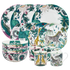 Mixed Dinner Plates | The Explorer 16-piece dining set by Emma J Shipley with mixed Zambezi and Lynx dinner plates and bowls, plus Kruger, Zambezi, Lynx and Lost World side plates and mugs