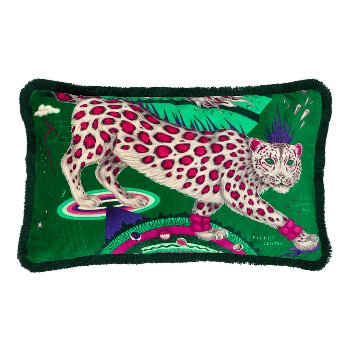 Snow Leopard Luxury Velvet Bolster Cushion