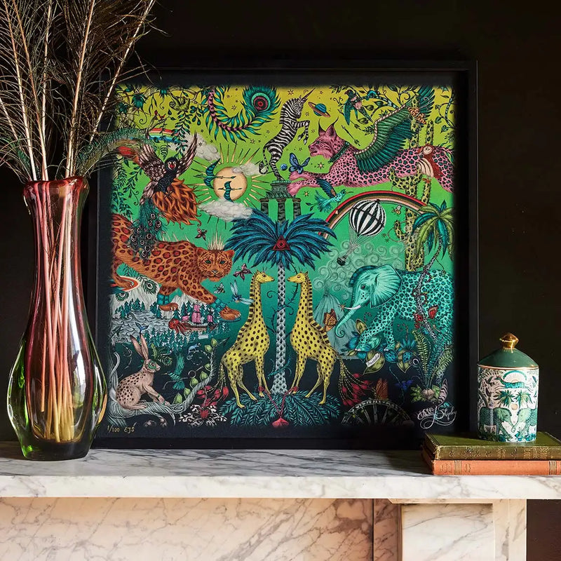 Framed Silk Artwork in Multi 10 Year designed by Emma J Shipley in London