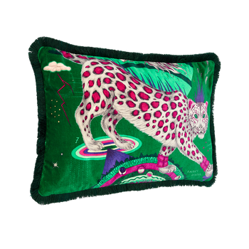 Snow Leopard Luxury Velvet Bolster Cushion