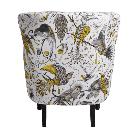 Gold | Audubon Dalston Chair designed by Emma J Shipley for Clarke & Clarke features the Audubon cotton satin from the Animalia collection upon a decorative armchair - a beautiful exotic occasional chair