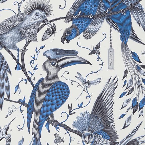 Blue | The Blue Audubon Wallpaper designed by Emma J Shipley x Clarke & Clarke