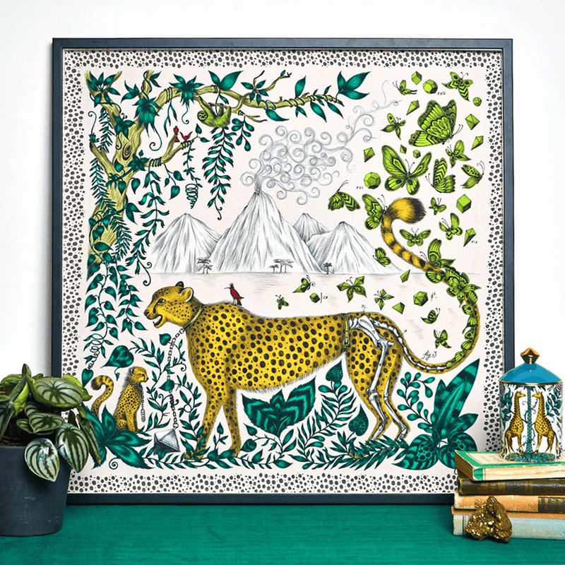 Cheetah Framed Silk Artwork