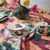 Lynx fine bone china bowl, side plates, lynx tablecloth and lynx napkin designed by Emma J Shipley in London