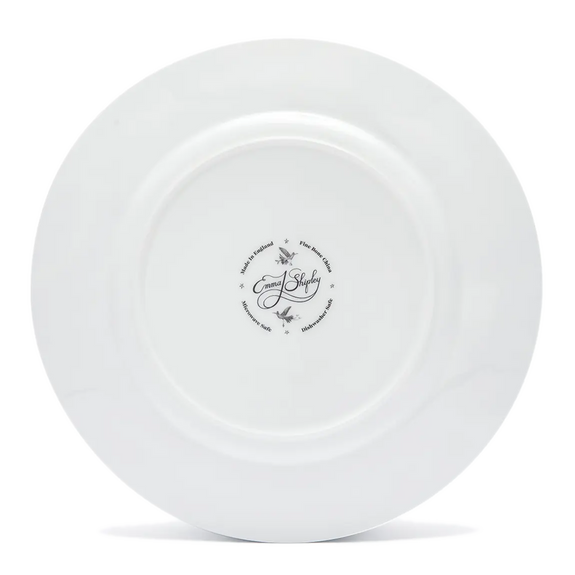 back of Lynx fine bone china dinner plate designed by Emma J Shipley in London