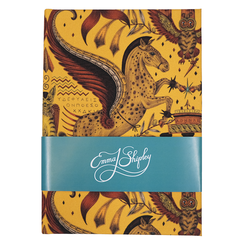 Odyssey Silk Notebook in Gold, designed by Emma J Shipley in London