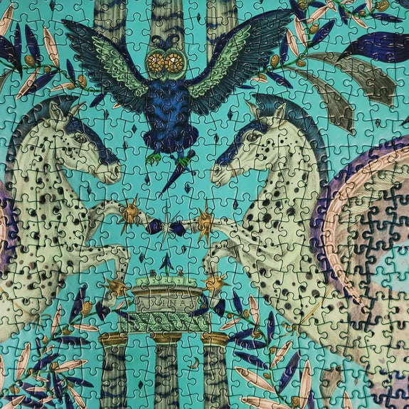 Odyssey Jigsaw Puzzle in Peacock Turquoise, designed by Emma J Shipley in London