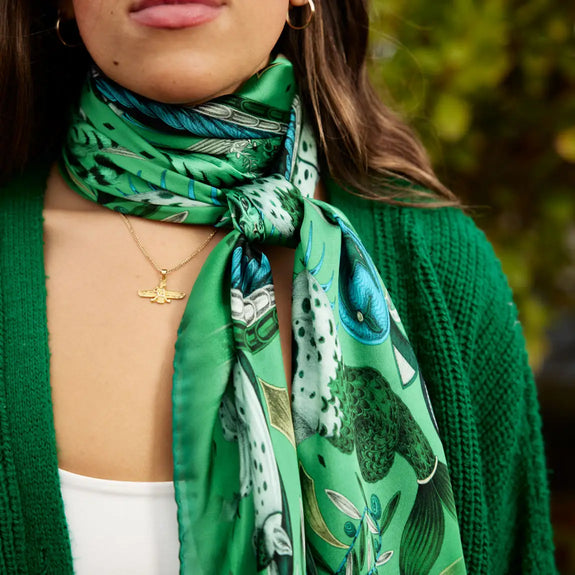Winter - Emerald | Odyssey Silk Chiffon Scarf in Emerald designed in London by Emma J Shipley