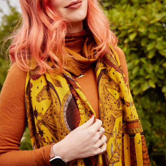 Autumn - Gold | Odyssey Modal Cashmere scarf in Gold designed in London by Emma J Shipley