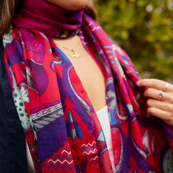 Winter - Scarlet | Odyssey Modal Cashmere scarf in Scarlet designed in London by Emma J Shipley